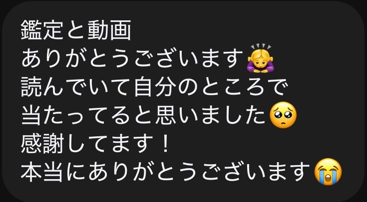 ご感想：読んでいて自分のところで当たってると思いました。感謝してます！